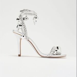 Fashion Nova Silver Embellished Heels